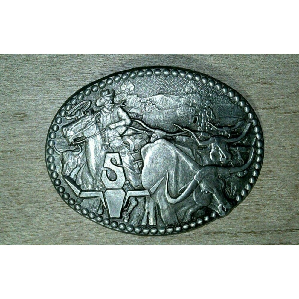 Zee Series Award Design Medals Belt Buckle Western Cowboy Longhorn Steer Cattle